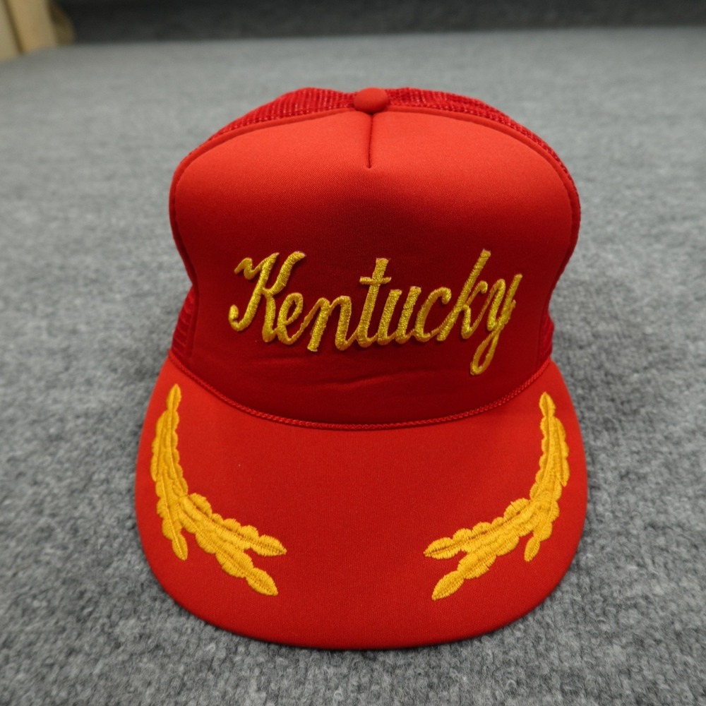 Vintage Kentucky Hat Cap Snap Back Mens Red Trucker Mesh Scrambled Eggs - Picture 2 of 11